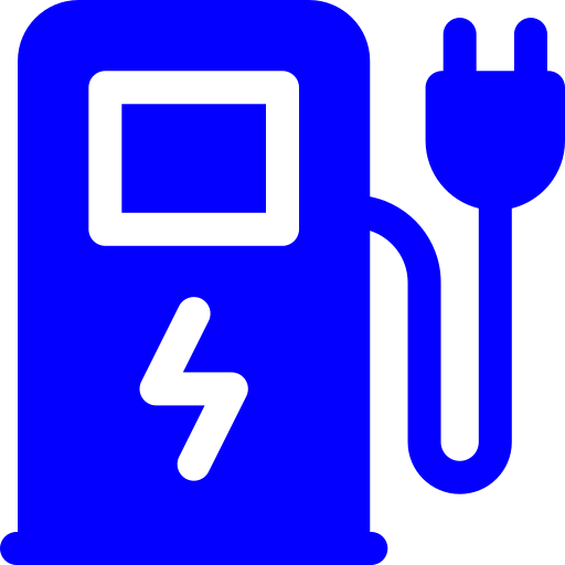 Kleines blaues Icon einer Elektrotankstelle